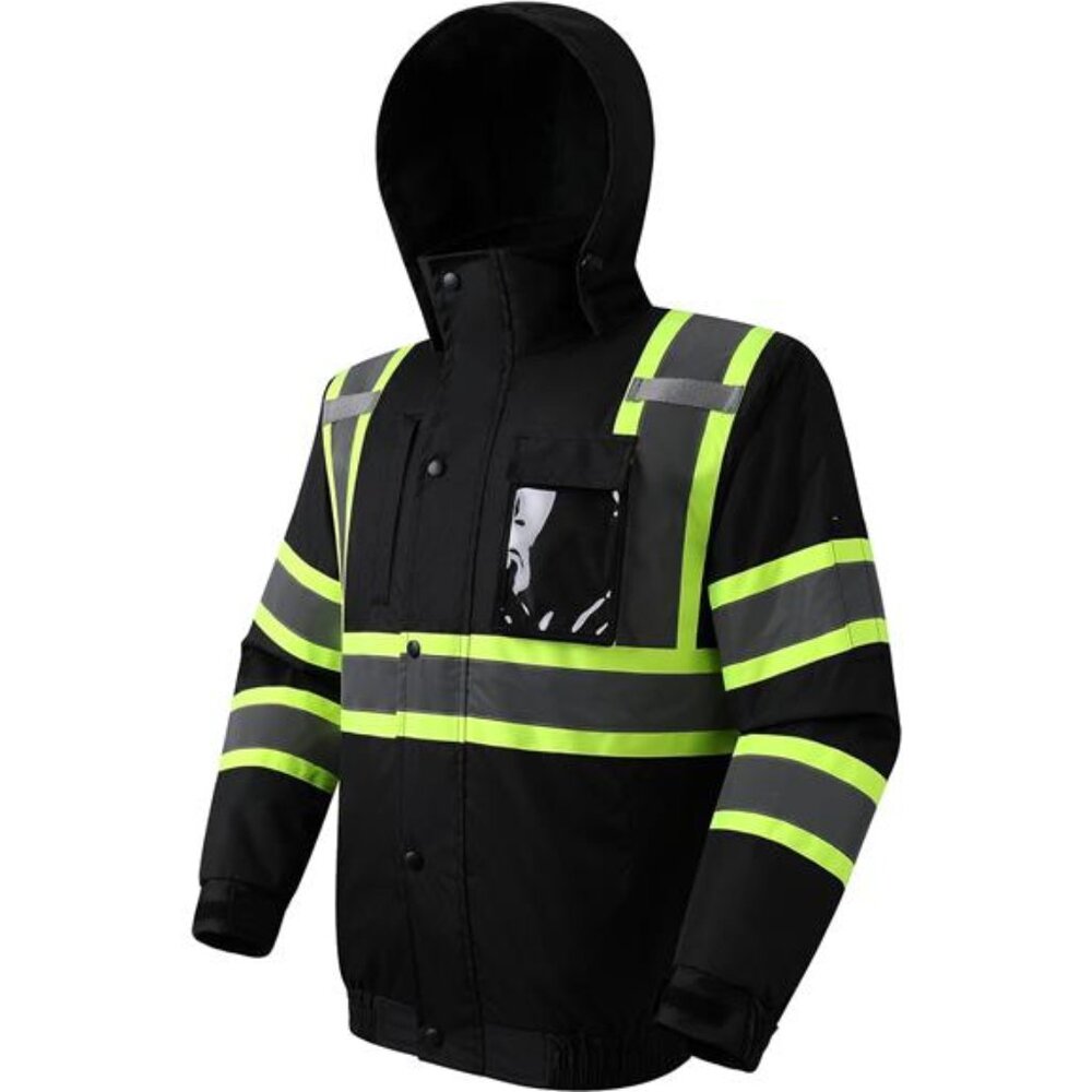 Hi Vis Winter Safety Bomber Jacket Waterproof Insulated Reflective Work PPE